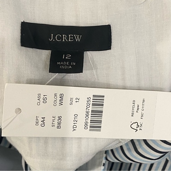 Jcrew Tie Back Tiered Midi Dress Stripes Blue - Picture 7 of 9